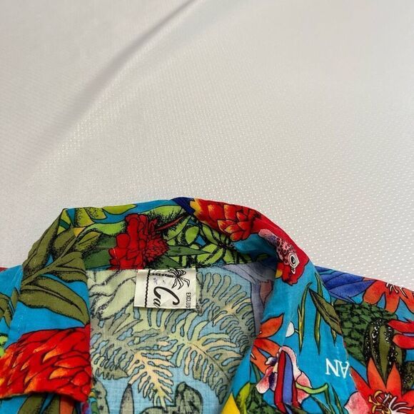 Mens Hawaiian Shirt Gem Of the Caribbean Barbados Carmens Size XL Macaw - Picture 4 of 8